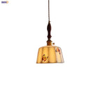 Helnys Retro White Ceramic Pendant Lamp with Wood Copper Finish
