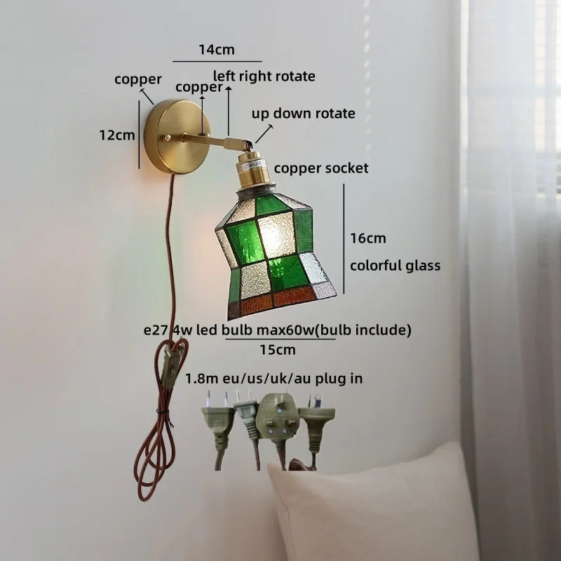 Helnys LED Glass Wall Lamps for Kids Bedroom, Nordic Design Mirror Light