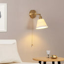 Helnys Copper LED Wall Light Modern Simple Pull Chain Switch Ceramic Bedside Lamp