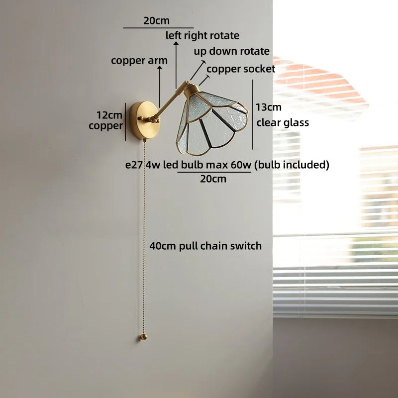 Helnys Crystal Copper LED Wall Light Fixture for Indoor Kitchen Décor