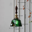 Helnys Vintage Europe Style LED Pendant Light with Wood, Copper, Glass Lampshade