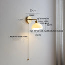 Helnys Modern Glass Wall Sconce with Pull Chain Switch - Nordic Style