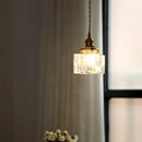 Helnys Clear Glass LED Pendant Light Modern Brass Hanging Lamp