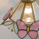 Helnys Butterfly Glass Pendant Lamp: Nordic Modern LED Hanging Light for Bedroom & Balcony