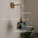 Helnys Tiffany Style LED Wall Sconce with Pull Chain Switch Glass Stair Light