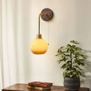 Helnys Amber LED Wall Lamp Walnut Wood Pull Chain Switch Applique Murale