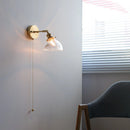 Helnys Clear Glass LED Wall Lamp with Pull Chain for Modern Bathroom Mirror Lighting