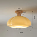 Helnys Glass LED Pendant Light 30W Vintage Wood Hanging Lamp