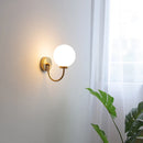 Helnys Round Glass Ball LED Wall Light - Gold Brass Base Nordic Bedroom Bedside Lamp