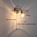 Helnys Rotatable Glass LED Wall Sconce Reading Lamp with Pull Chain Switch