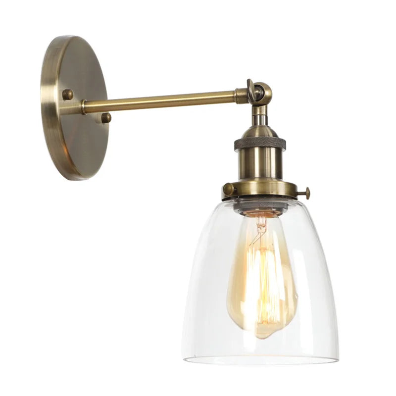 Helnys LED Wall Lamp Single Arm Glass Iron Vintage Retro Stair Light