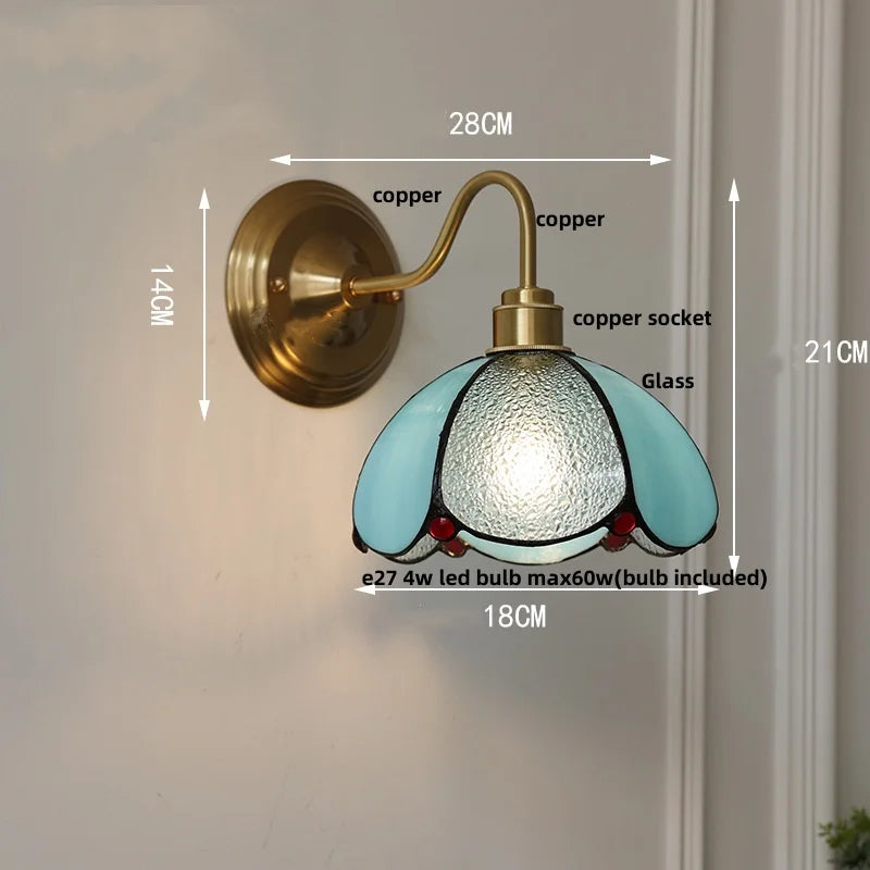 Helnys Vintage Copper Loft LED Wall Lights Glass Bedroom Lamparas De Pared