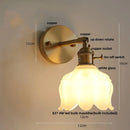 Helnys White Flower Glass Wall Lights with Pull Chain Switch