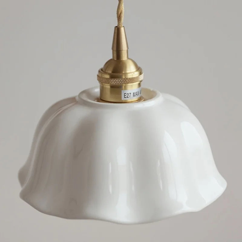 Helnys Ceramic LED Pendant Lamp with Adjustable Copper Socket