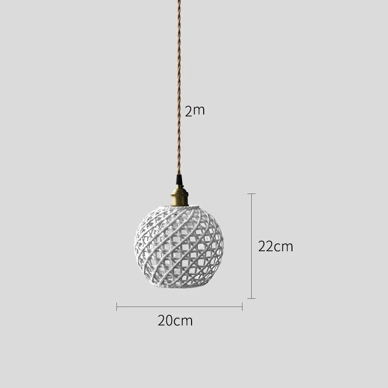 Helnys Bule Ceramic LED Pendant Lamp Modern Nordic Hanging Light for Bedroom Restaurant