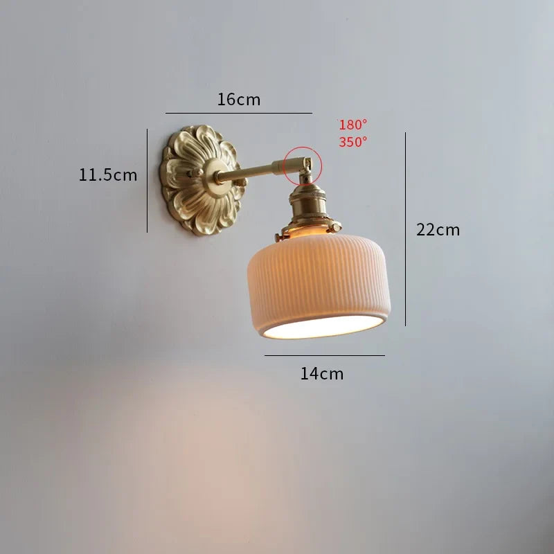 Helnys Nordic Glass LED Copper Wall Lamp for Home Indoor Modern Lighting