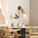 Helnys Round Canopy LED Wall Light Yellow Travertine Stone Bedside Lamp