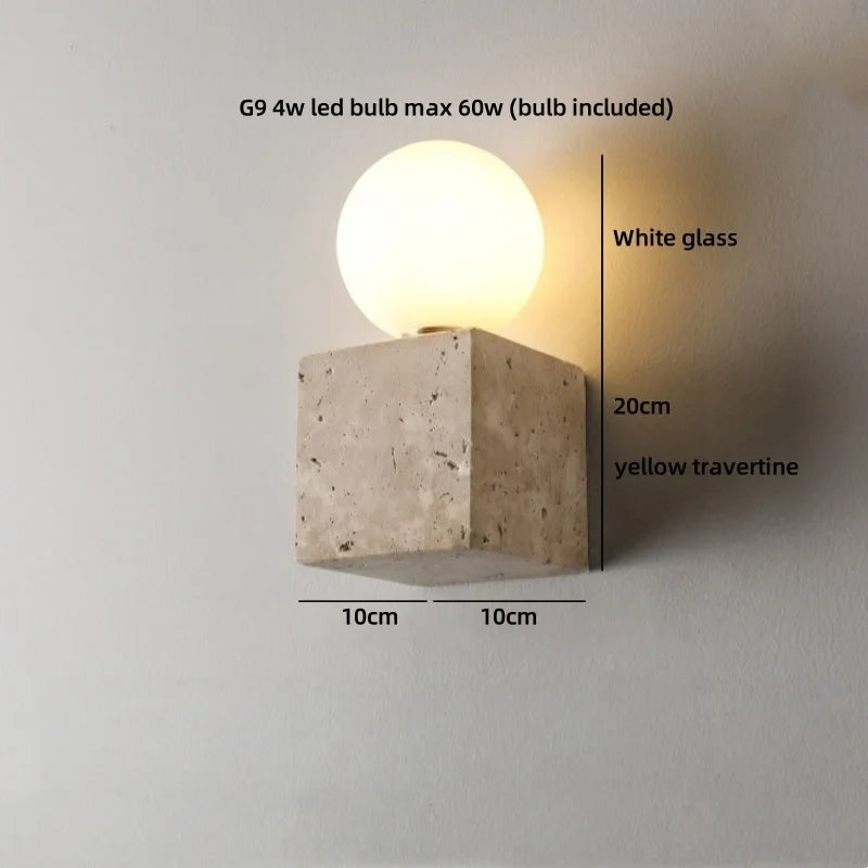 Helnys Yellow Travertine LED Wall Lamp for Living Room, Stair, Bathroom