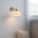 Helnys Nordic LED Wall Light Copper Arm White Glass Bedside Lamp