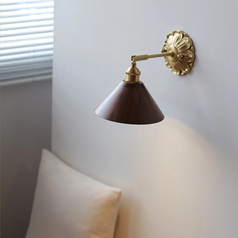 Helnys Industrial LED Wall Sconce Lights Plug In Black Walnut Wood Kitchen Living Room Lamp