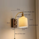 Helnys Nordic Copper LED Wall Lights Fixtures Switch Walnut Wall Lamp