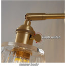 Helnys Clear Glass Up Down Rotate LED Wall Lights with Copper Knob Switch