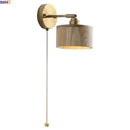 Helnys Modern Ash Wood LED Wall Lamp with Pull Chain Switch