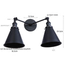 Helnys Loft Plug LED Wall Lamps 2 Heads Industrial Silver Vintage Lighting