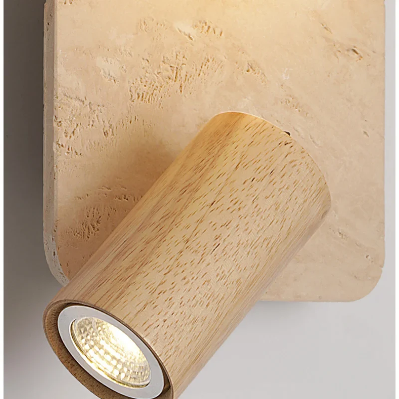 Helnys Glass Ball Wood Wall Lights with LED Rotation for Living Room