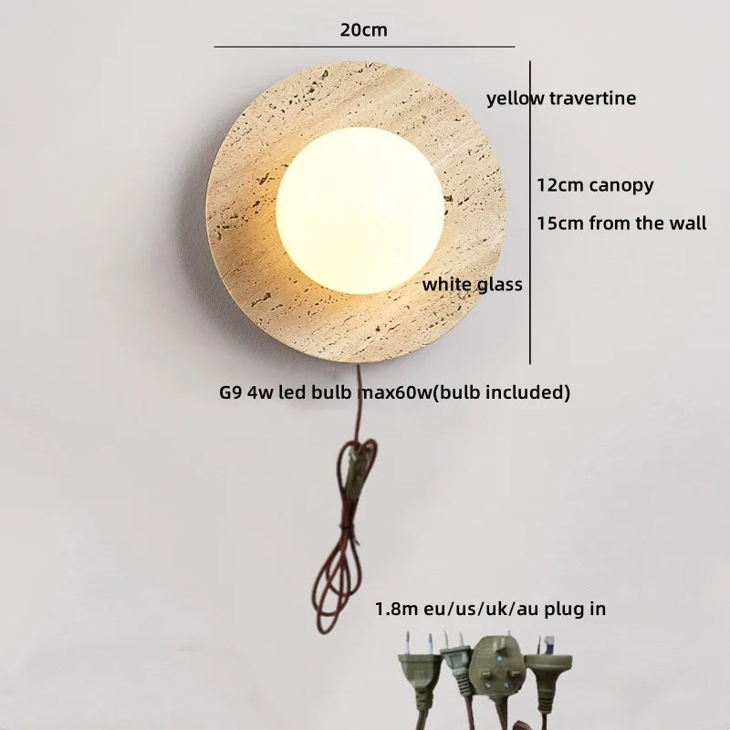 Helnys Black Stone LED Wall Sconce Japan Style Stair Light Fixtures