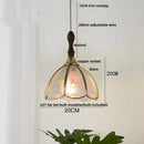 Helnys LED Pendant Lamp with Adjustable Walnut Wood & Tiffany Glass for Dining Room.