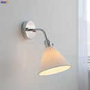 Helnys Silver Ceramic LED Wall Sconce Adjustable Arm Light for Bedroom & Living Room