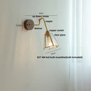 Helnys Clear Glass LED Wall Sconce with Pull Chain Switch & Rotating Walnut Wood Arm