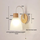 Helnys Nordic Glass LED Wall Light with Pull Chain Switch - Stylish Sconce for Home Decor
