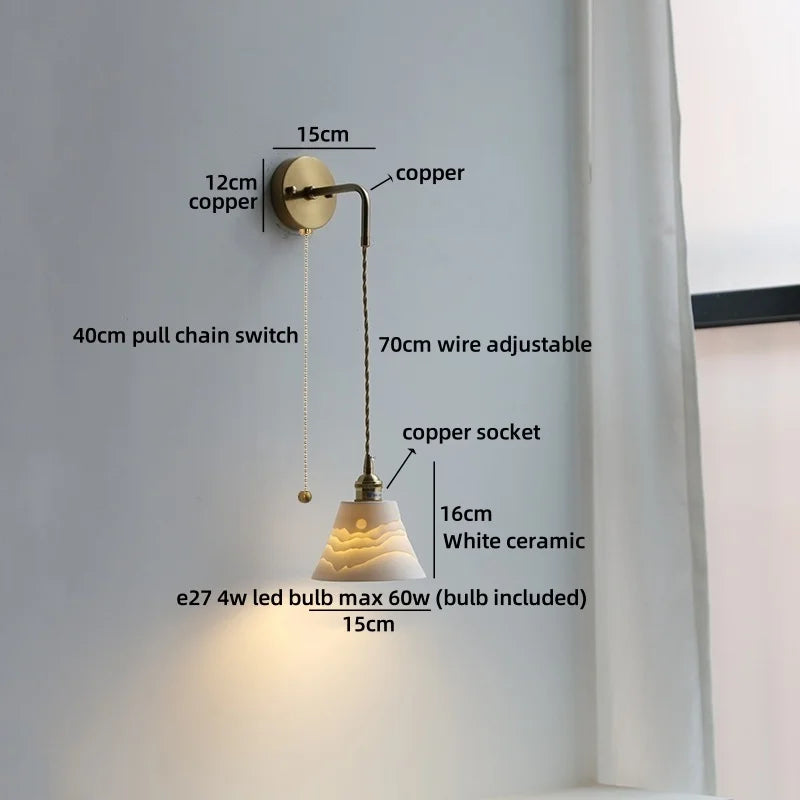 Helnys Ceramic Shade Wall Sconce Art Decor Stair Lighting Fixture Mirror Light