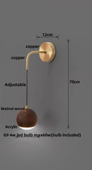 Helnys Nordic Wood LED Wall Sconce Bedroom Lamparas, Adjustable Acrylic Bedside Light