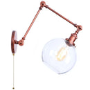 Helnys Vintage Swing Arm Wall Lights with Pull Chain Switch and Glass Ball