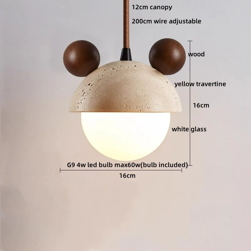 Helnys Yellow Stone Copper Socket LED Pendant Lights for Living Room Study Café