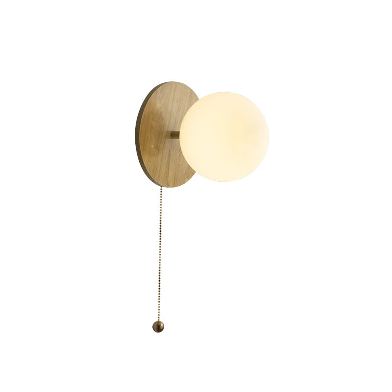 Helnys Glass Ball LED Wall Light Pull Chain Bedroom Cafe Bathroom Mirror Stair Lamp