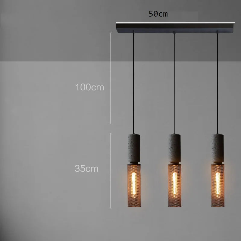 Helnys Industrial Pendant Light Cement Metal Lampshade Nordic Hanging Lamp LED