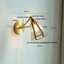 Helnys Vintage Brass Clear Glass Wall Lights Rotate Bedside Lamp