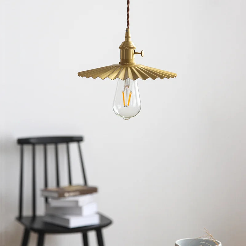 Helnys Nordic Copper LED Pendant Light with Knob Switch - Modern Hanging Lamp