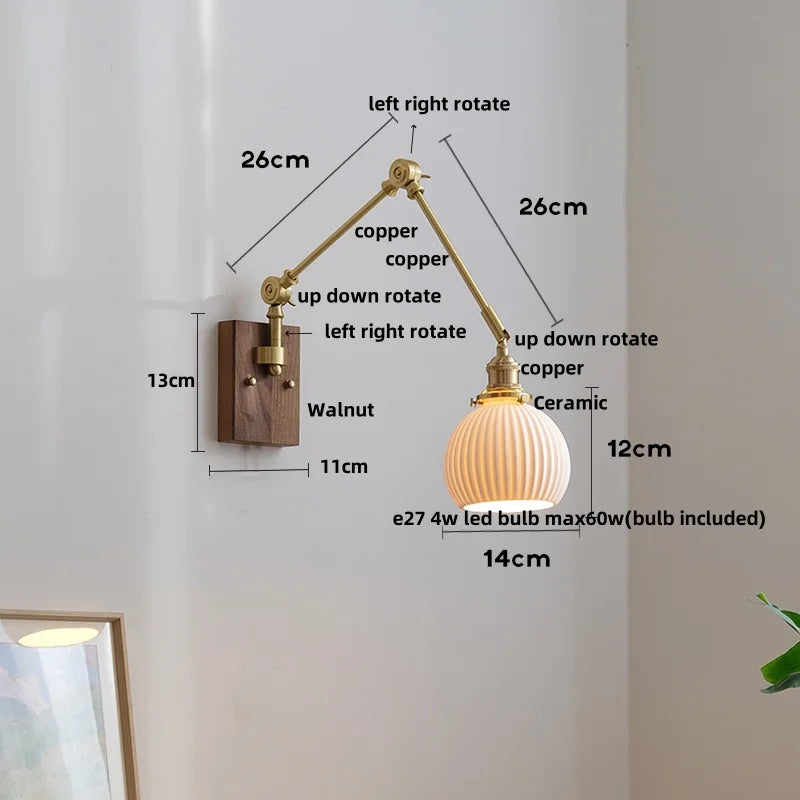Helnys Rotatable Wood LED Wall Sconce 2 Arms Stair Light