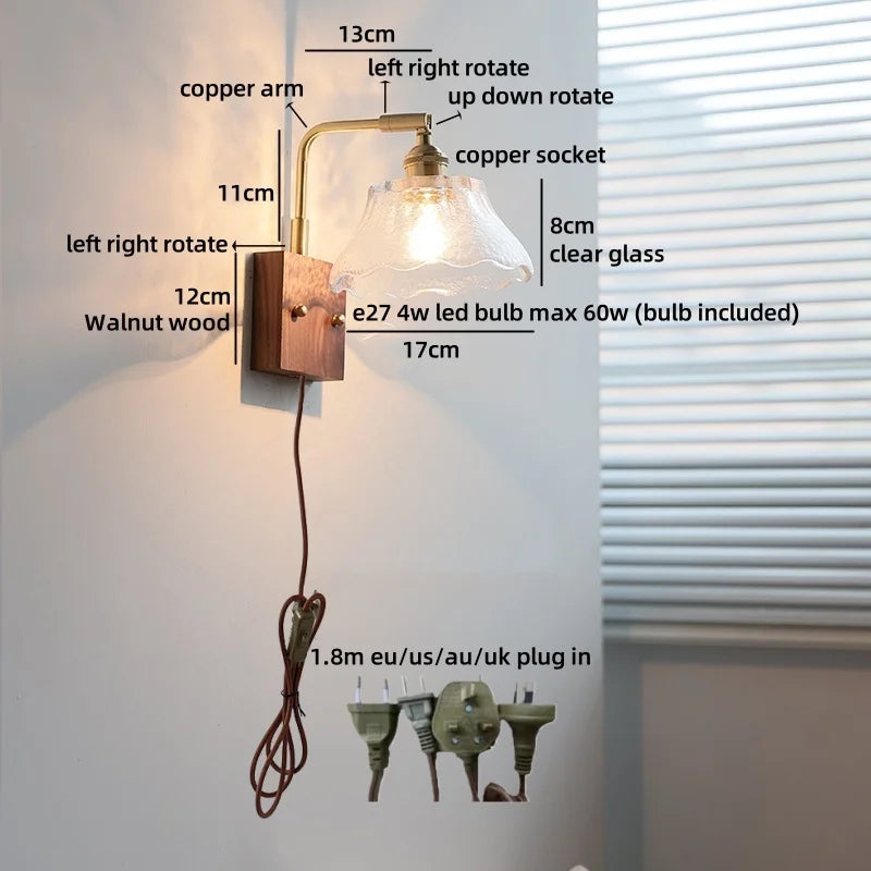 Helnys Clear Glass LED Wall Light Fixture for Modern Nordic Design