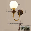 Helnys Walnut Wood Glass LED Wall Sconce with Pull Chain Switch