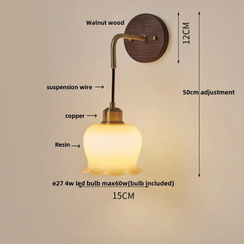 Helnys Nordic LED Wall Sconce Wood Base Modern Vanity Light