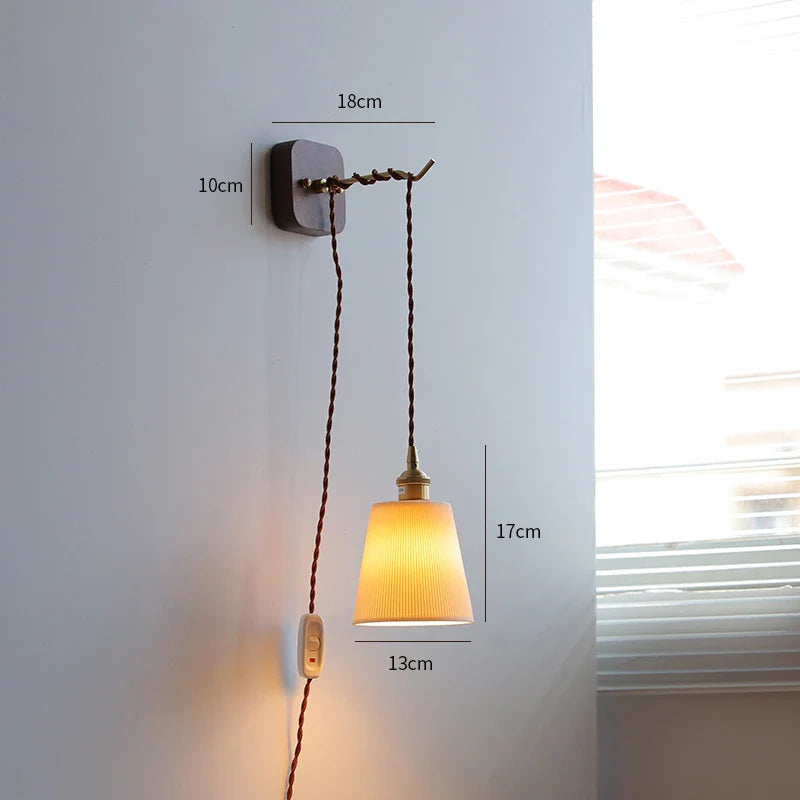 Helnys Walnut Wood LED Wall Light Fixture Indoor Living Bedroom Lamp