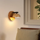Helnys Black Iron LED Wall Light Fixture Nordic Modern Wood Bedside Lamp
