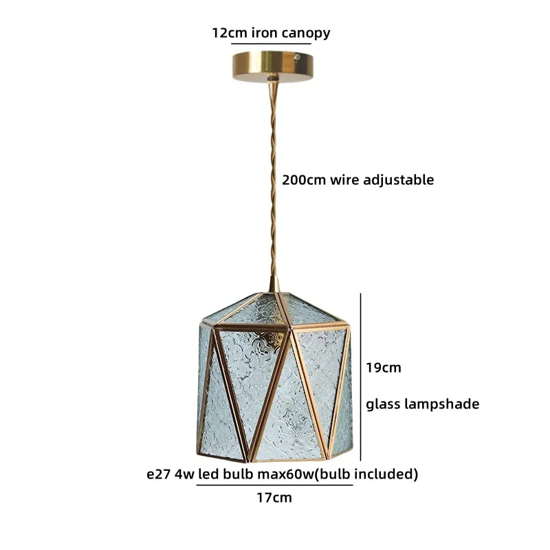 Helnys Adjustable LED Glass Pendant Lights Industrial Decor for Hallway & Restaurant