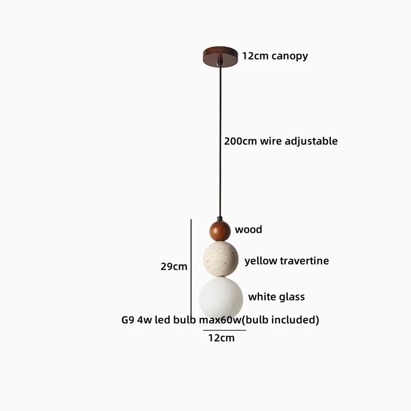 Helnys Wood Handle LED Pendant Lamp Modern Hanging Light for Home Décor